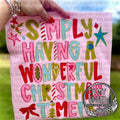Simply Having A Wonderful Christmas Time — bright Christmas lettering with bows, stars and tree details
