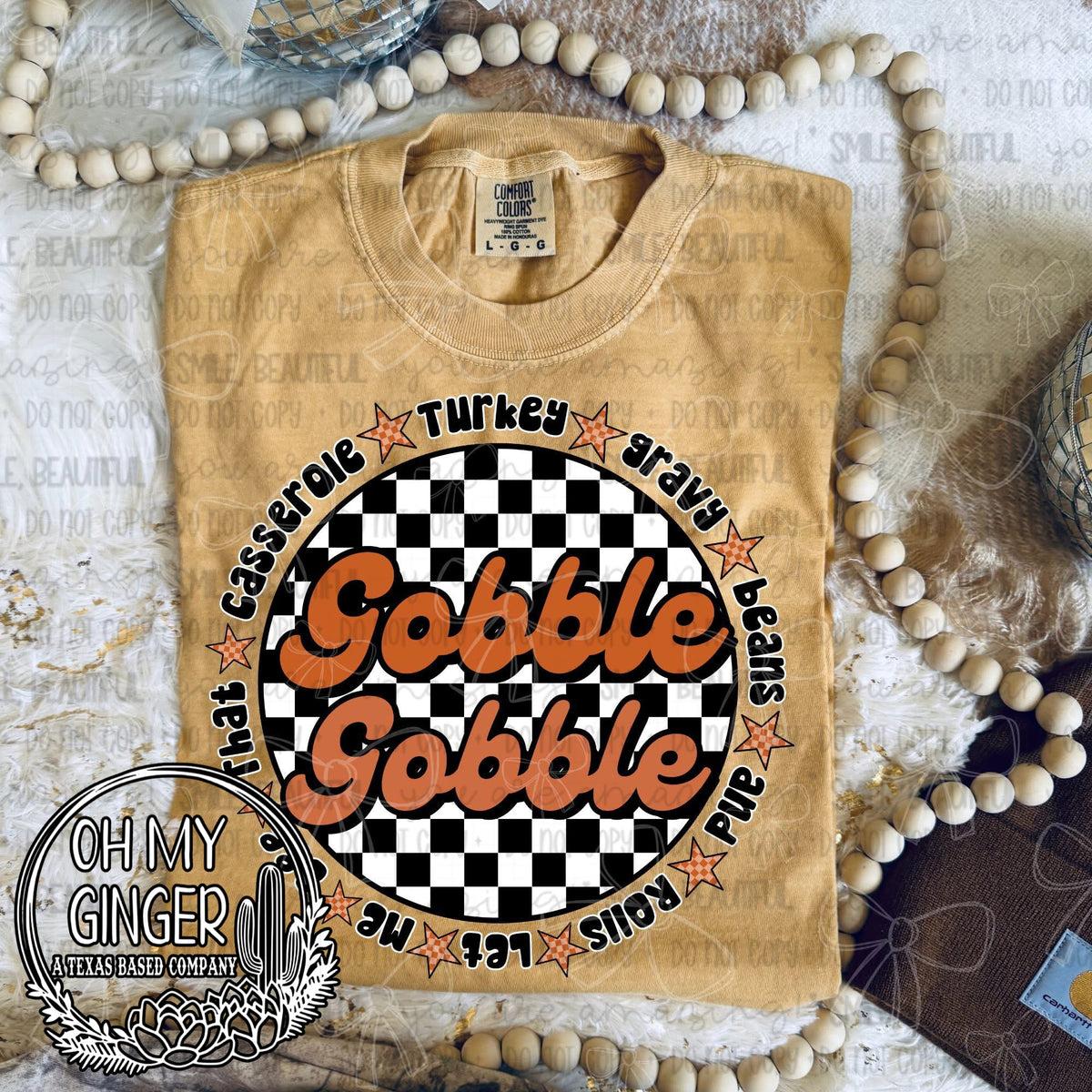 Gobble Gobble Checker — gobble lettering in a checkerboard circle