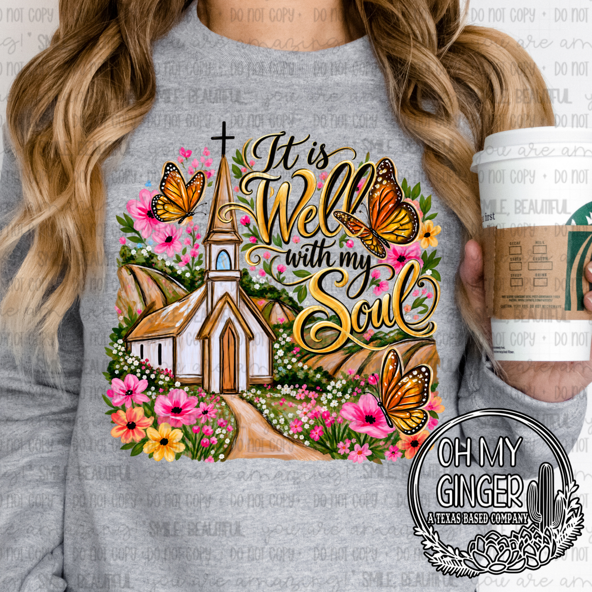 It Is Well With My Soul — a church, flowers and it-is-well-with-my-soul lettering
