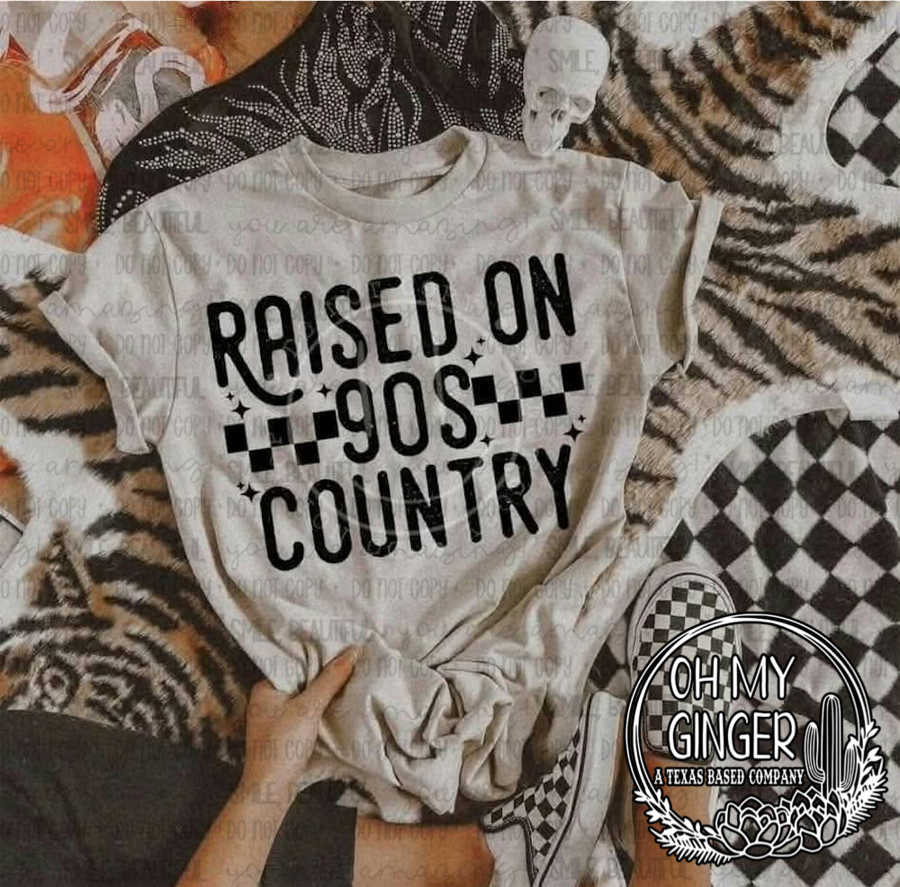 Raised On 90s Country — raised-on-90s-country lettering with checkerboard accents