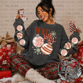 Holly Jolly Ornaments - Sleeve Prints on Longsleeves and Up — holly-jolly lettering surrounded by Christmas ornaments