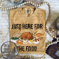 Just Here For The Food — a Thanksgiving meal illustration and just-here-for-the-food lettering