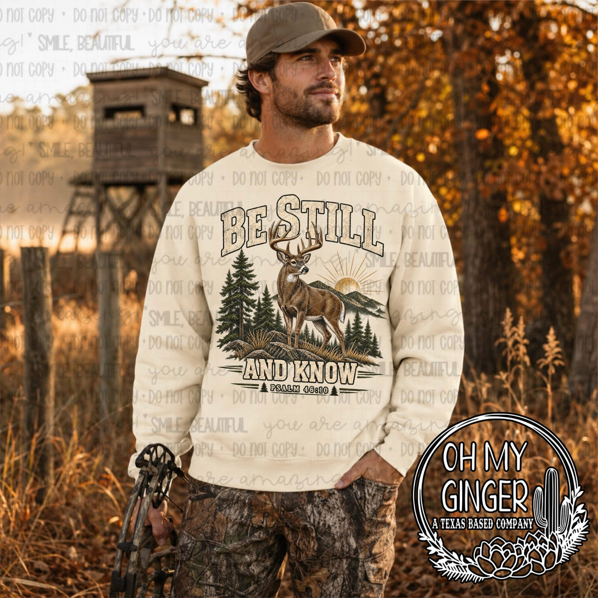 Be Still & Know Deer — a deer and woodland scene with be-still-and-know lettering