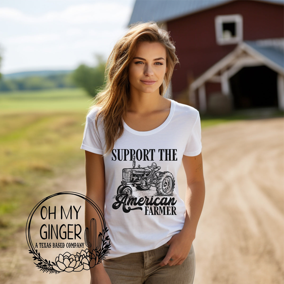 Support The American Farmer — farm imagery with support-the-American-farmer lettering